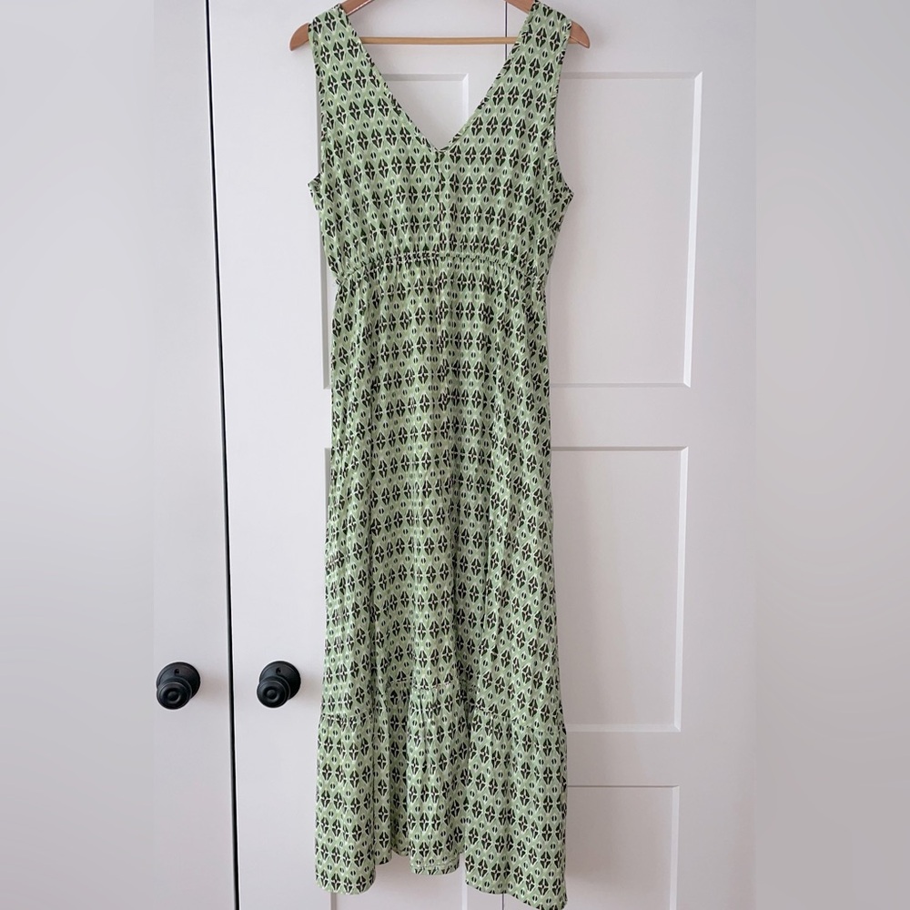 SHEIN LUNE Women Fashionable Printed Sleeveless V-Neck Dress Green 8/10 … - Picture 11 of 12